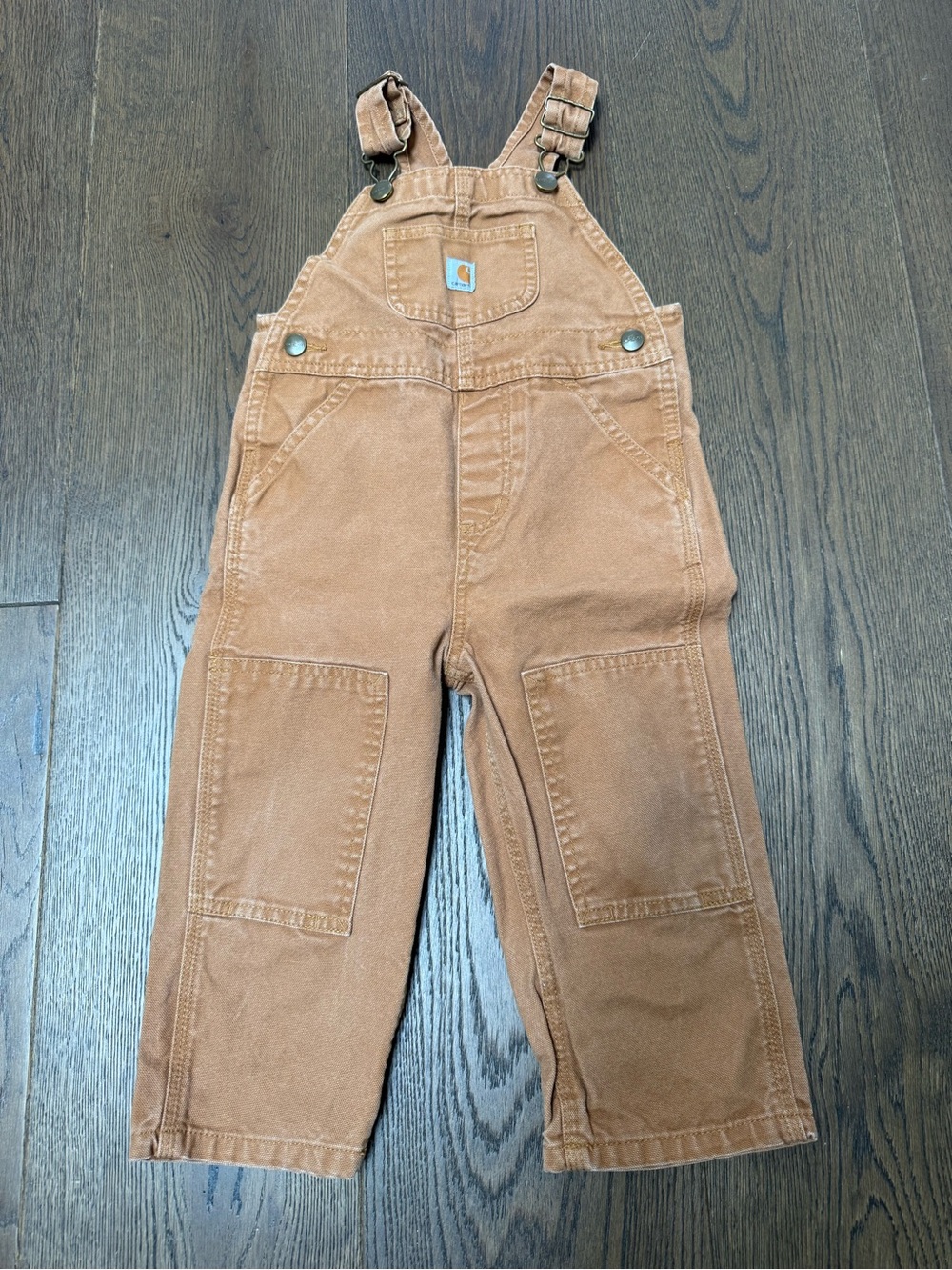 Carhartt Kids Tan Overalls with Reinforced Knees